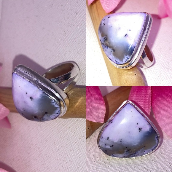 Beautiful Dendrite Opal Gemstone Handmade Ring - Picture 4 of 4